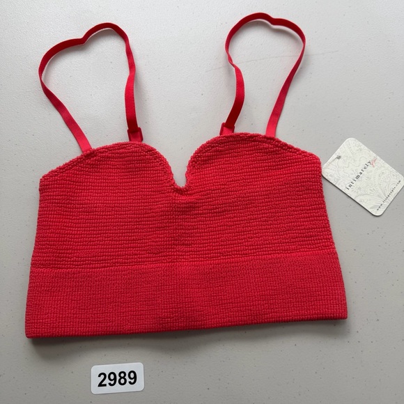 FREE PEOPLE INTIMATELY THE RIB I REACH FOR Longline Bralette Red Apple XS/S - Picture 8 of 8